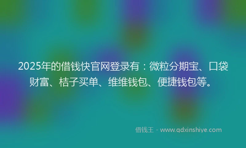 2025年的借钱快官网登录有：微粒分期宝、口袋财富、桔子买单、维维钱包、便捷钱包等。