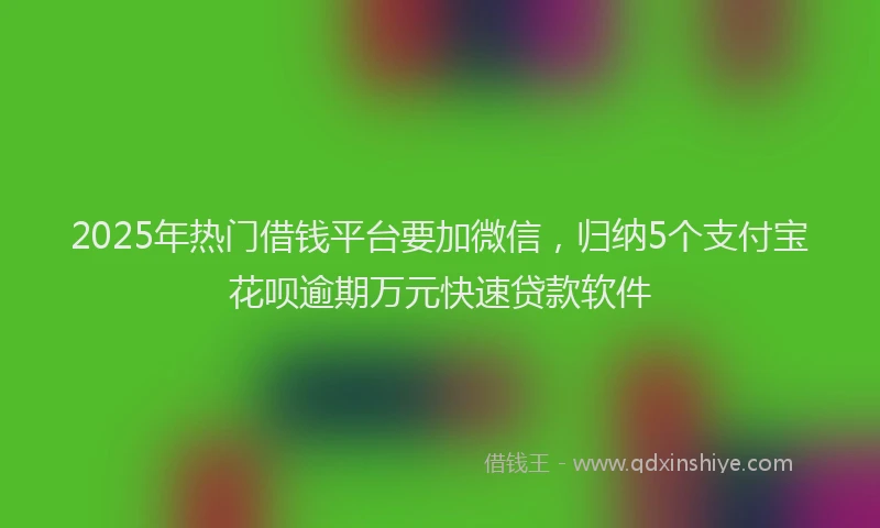 2025年热门借钱平台要加微信，归纳5个支付宝花呗逾期万元快速贷款软件