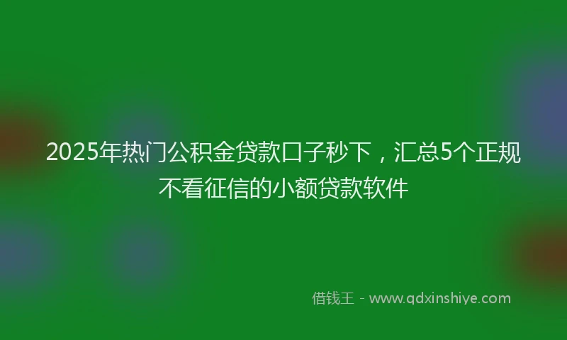 2025年热门公积金贷款口子秒下，汇总5个正规不看征信的小额贷款软件