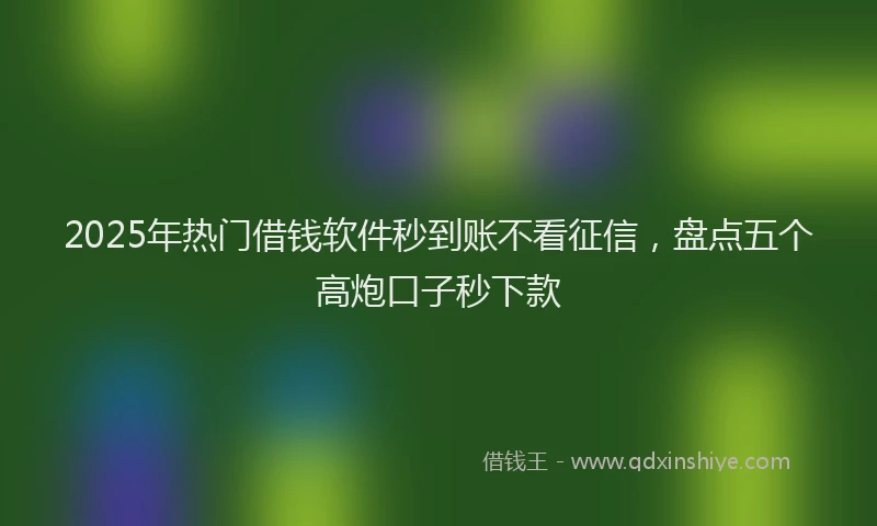 2025年热门借钱软件秒到账不看征信，盘点五个高炮口子秒下款