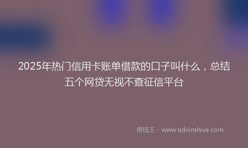 2025年热门信用卡账单借款的口子叫什么，总结五个网贷无视不查征信平台