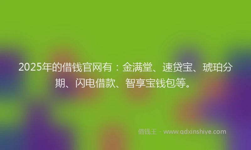 2025年的借钱官网有：金满堂、速贷宝、琥珀分期、闪电借款、智享宝钱包等。