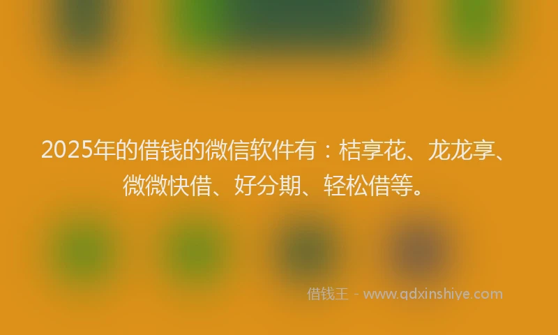 2025年的借钱的微信软件有：桔享花、龙龙享、微微快借、好分期、轻松借等。