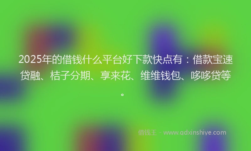 2025年的借钱什么平台好下款快点有：借款宝速贷融、桔子分期、享来花、维维钱包、哆哆贷等。