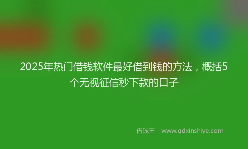 2025年热门借钱软件最好借到钱的方法，概括5个无视征信秒下款的口子