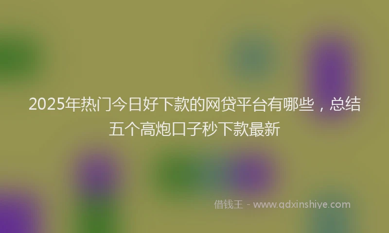 2025年热门今日好下款的网贷平台有哪些，总结五个高炮口子秒下款最新