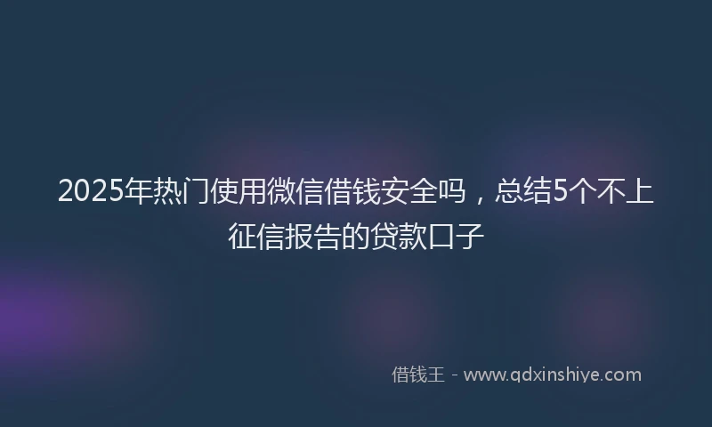 2025年热门使用微信借钱安全吗，总结5个不上征信报告的贷款口子