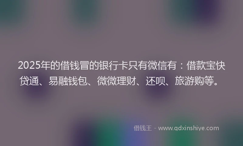 2025年的借钱冒的银行卡只有微信有：借款宝快贷通、易融钱包、微微理财、还呗、旅游购等。