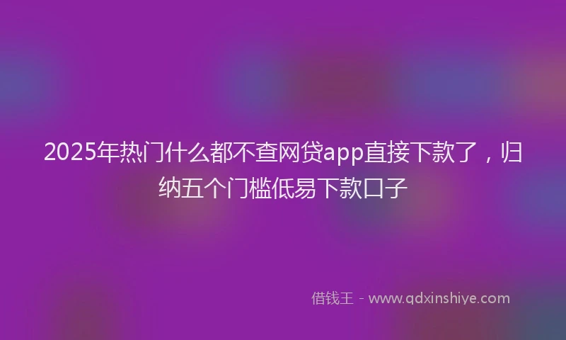 2025年热门什么都不查网贷app直接下款了，归纳五个门槛低易下款口子