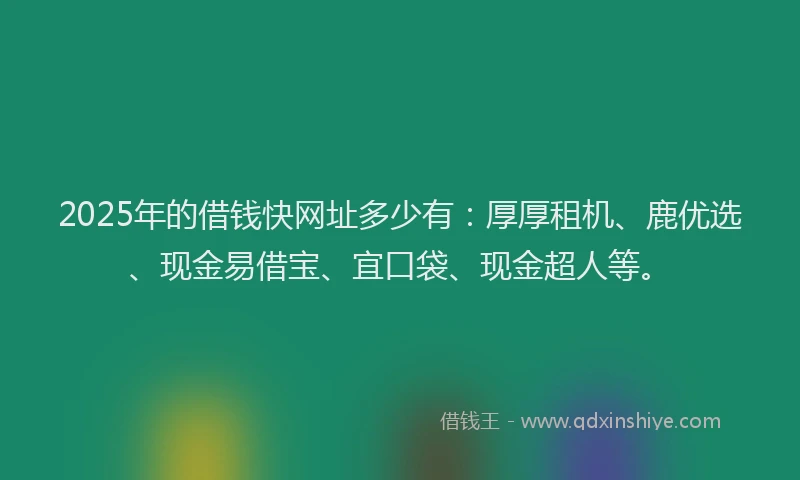 2025年的借钱快网址多少有：厚厚租机、鹿优选、现金易借宝、宜口袋、现金超人等。