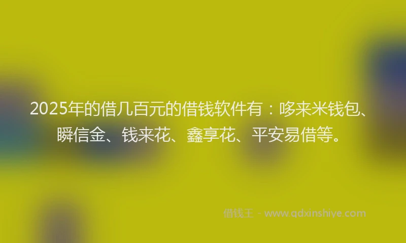 2025年的借几百元的借钱软件有：哆来米钱包、瞬信金、钱来花、鑫享花、平安易借等。