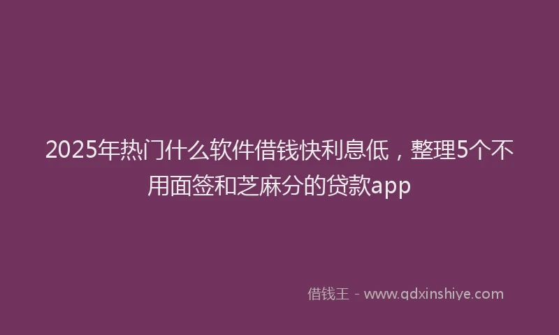 2025年热门什么软件借钱快利息低，整理5个不用面签和芝麻分的贷款app