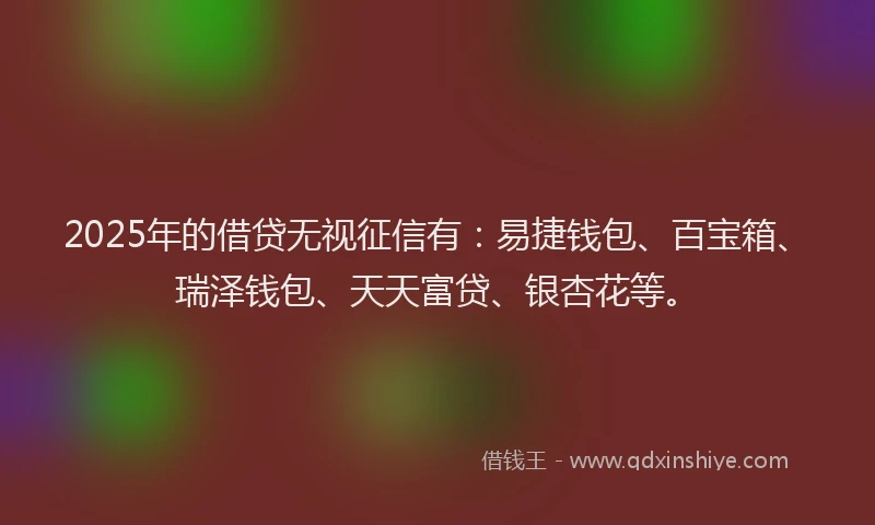 2025年的借贷无视征信有：易捷钱包、百宝箱、瑞泽钱包、天天富贷、银杏花等。