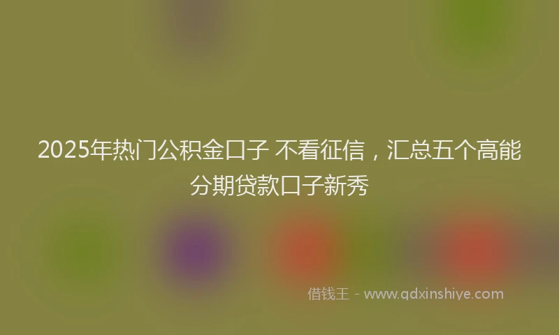 2025年热门公积金口子 不看征信，汇总五个高能分期贷款口子新秀