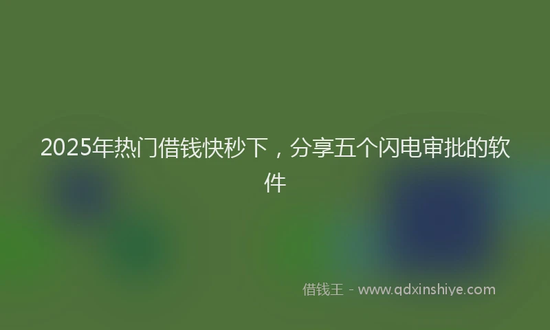 2025年热门借钱快秒下，分享五个闪电审批的软件