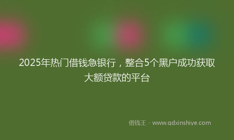 2025年热门借钱急银行，整合5个黑户成功获取大额贷款的平台