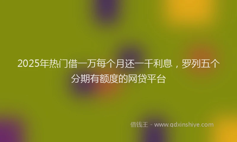 2025年热门借一万每个月还一千利息，罗列五个分期有额度的网贷平台