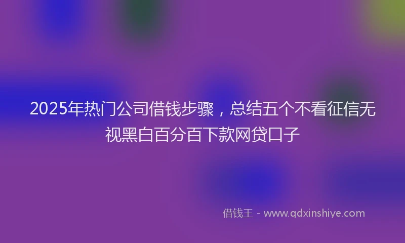 2025年热门公司借钱步骤，总结五个不看征信无视黑白百分百下款网贷口子