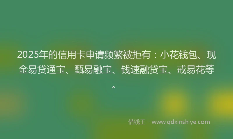 2025年的信用卡申请频繁被拒有：小花钱包、现金易贷通宝、甄易融宝、钱速融贷宝、戒易花等。