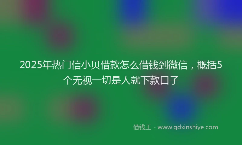 2025年热门信小贝借款怎么借钱到微信，概括5个无视一切是人就下款口子