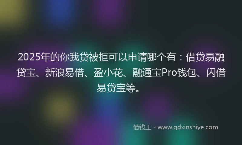 2025年的你我贷被拒可以申请哪个有：借贷易融贷宝、新浪易借、盈小花、融通宝Pro钱包、闪借易贷宝等。