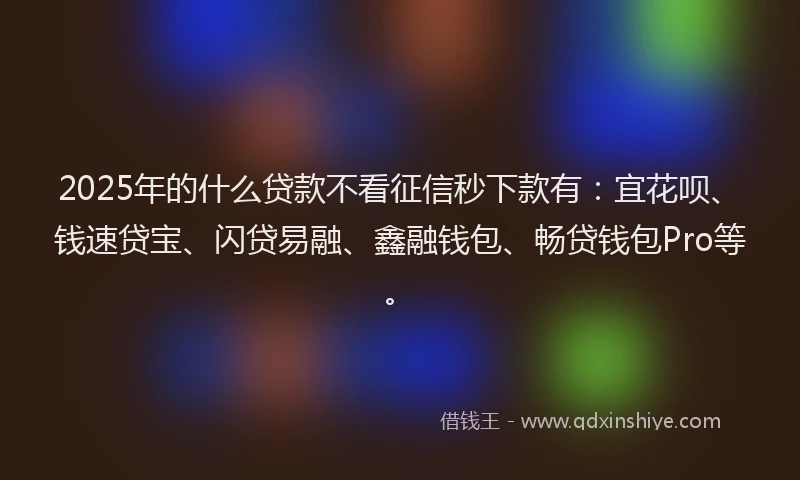 2025年的什么贷款不看征信秒下款有：宜花呗、钱速贷宝、闪贷易融、鑫融钱包、畅贷钱包Pro等。