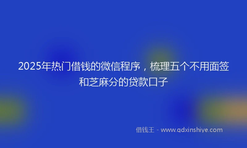 2025年热门借钱的微信程序，梳理五个不用面签和芝麻分的贷款口子