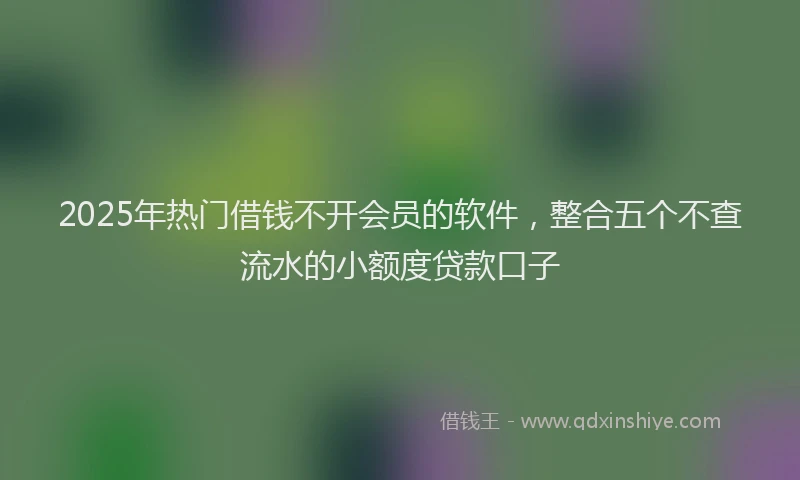 2025年热门借钱不开会员的软件，整合五个不查流水的小额度贷款口子