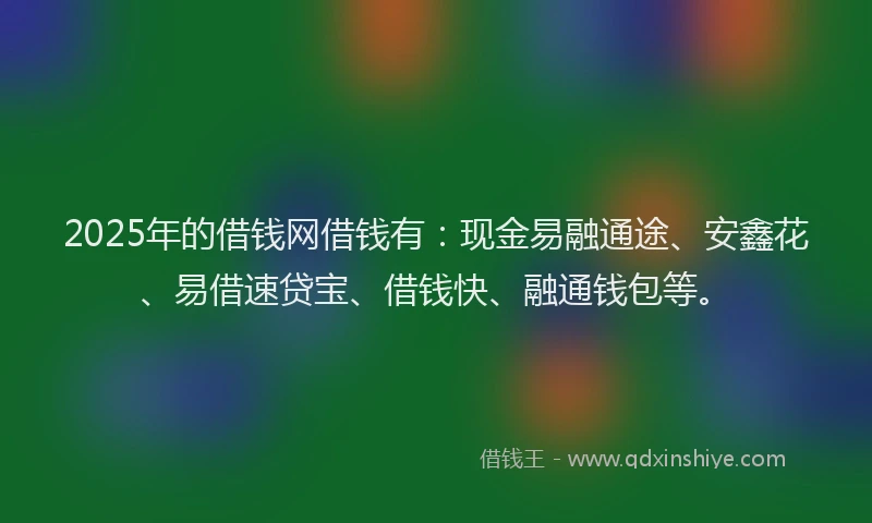 2025年的借钱网借钱有：现金易融通途、安鑫花、易借速贷宝、借钱快、融通钱包等。