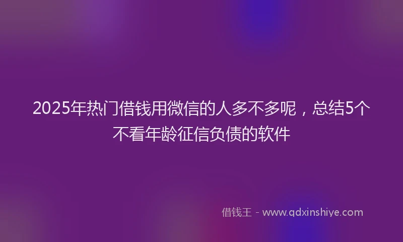 2025年热门借钱用微信的人多不多呢，总结5个不看年龄征信负债的软件