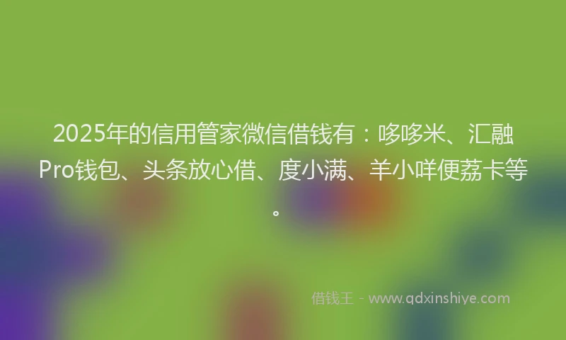 2025年的信用管家微信借钱有：哆哆米、汇融Pro钱包、头条放心借、度小满、羊小咩便荔卡等。