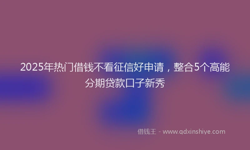 2025年热门借钱不看征信好申请，整合5个高能分期贷款口子新秀