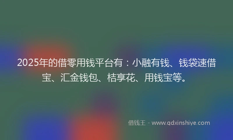 2025年的借零用钱平台有：小融有钱、钱袋速借宝、汇金钱包、桔享花、用钱宝等。