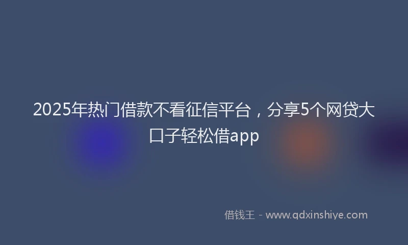 2025年热门借款不看征信平台，分享5个网贷大口子轻松借app