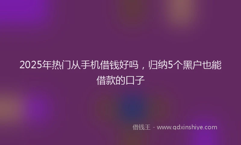 2025年热门从手机借钱好吗，归纳5个黑户也能借款的口子