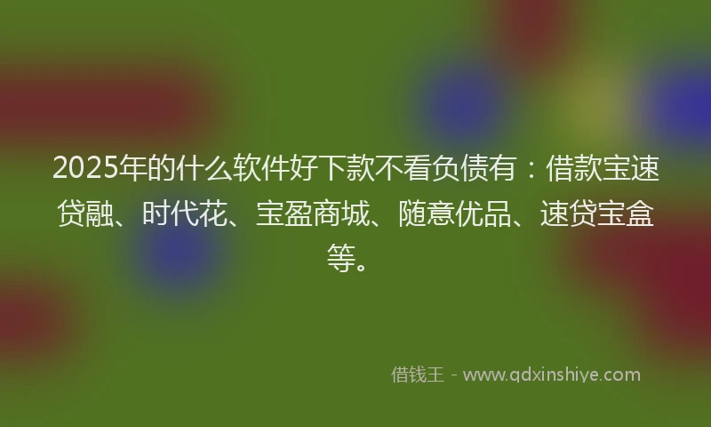2025年的什么软件好下款不看负债有：借款宝速贷融、时代花、宝盈商城、随意优品、速贷宝盒等。