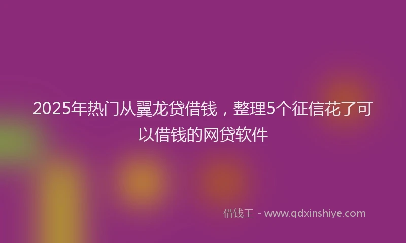 2025年热门从翼龙贷借钱，整理5个征信花了可以借钱的网贷软件