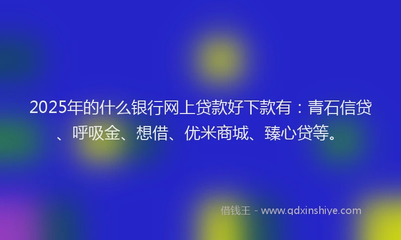 2025年的什么银行网上贷款好下款有：青石信贷、呼吸金、想借、优米商城、臻心贷等。