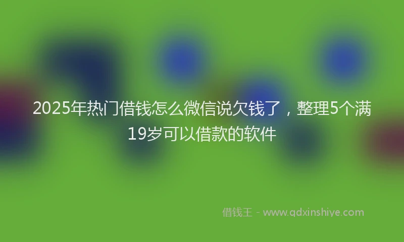 2025年热门借钱怎么微信说欠钱了，整理5个满19岁可以借款的软件