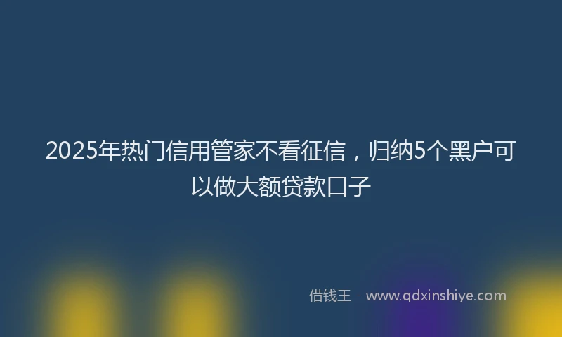 2025年热门信用管家不看征信，归纳5个黑户可以做大额贷款口子