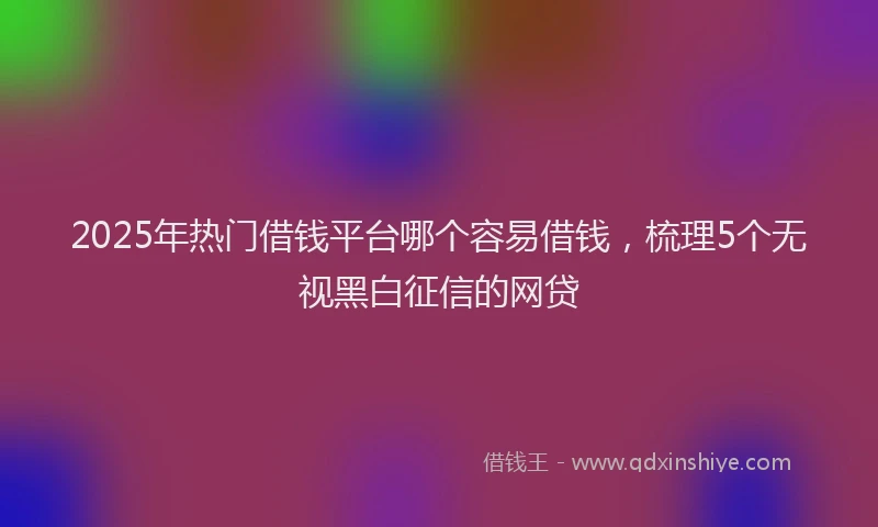 2025年热门借钱平台哪个容易借钱，梳理5个无视黑白征信的网贷