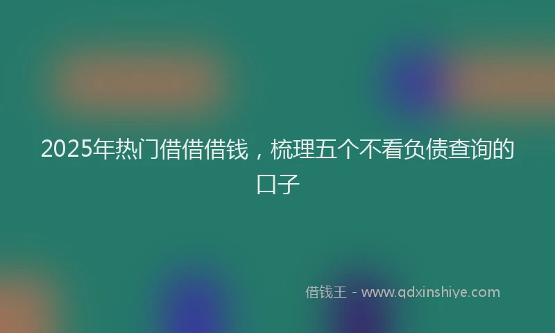 2025年热门借借借钱，梳理五个不看负债查询的口子