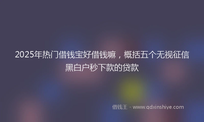 2025年热门借钱宝好借钱嘛，概括五个无视征信黑白户秒下款的贷款