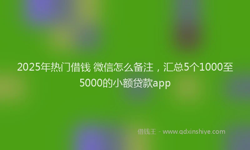 2025年热门借钱 微信怎么备注，汇总5个1000至5000的小额贷款app