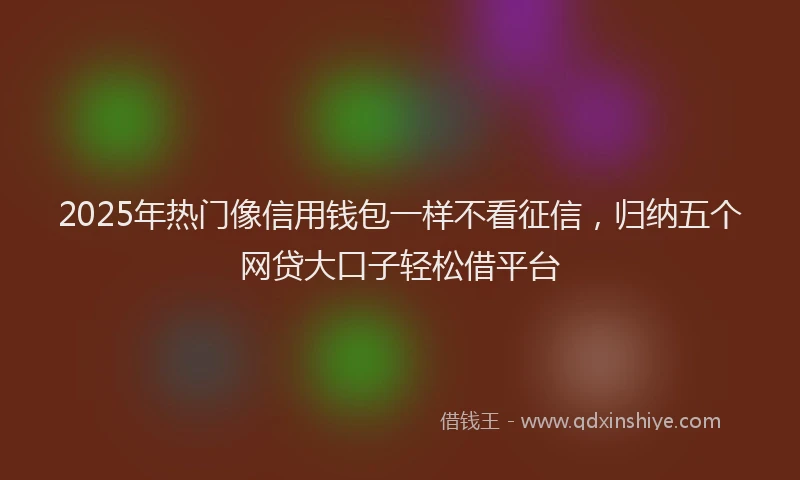 2025年热门像信用钱包一样不看征信，归纳五个网贷大口子轻松借平台