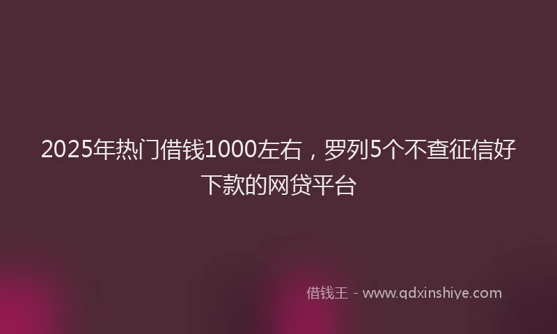 2025年热门借钱1000左右，罗列5个不查征信好下款的网贷平台