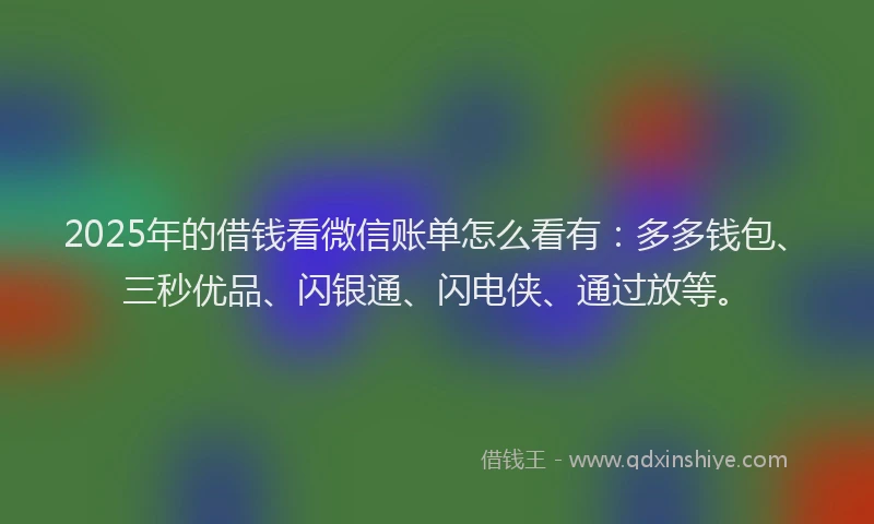2025年的借钱看微信账单怎么看有：多多钱包、三秒优品、闪银通、闪电侠、通过放等。