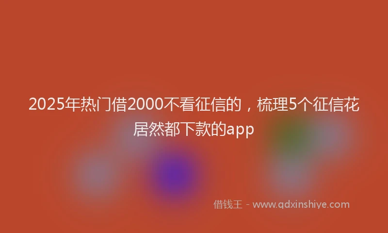 2025年热门借2000不看征信的，梳理5个征信花居然都下款的app