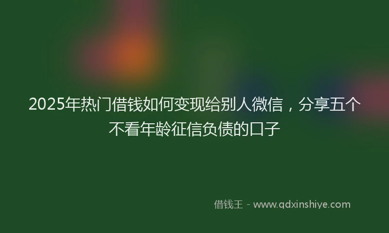 2025年热门借钱如何变现给别人微信，分享五个不看年龄征信负债的口子