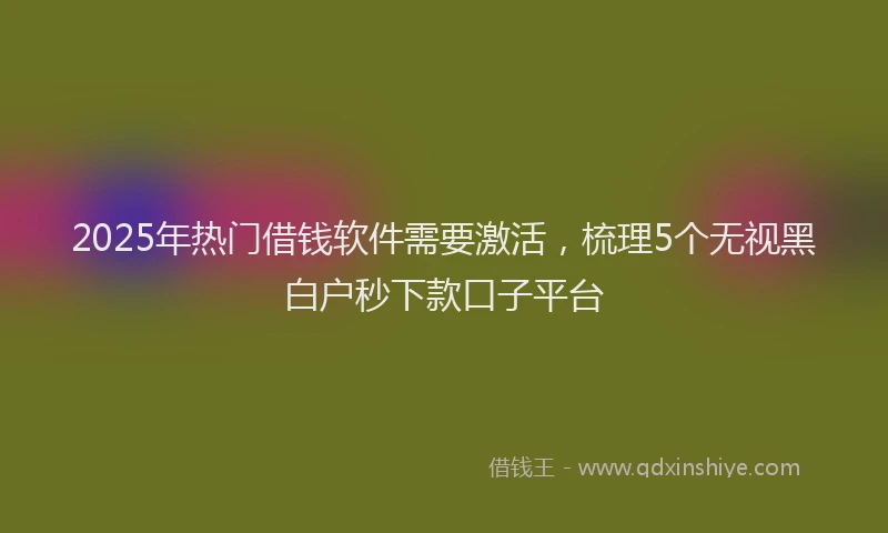 2025年热门借钱软件需要激活，梳理5个无视黑白户秒下款口子平台
